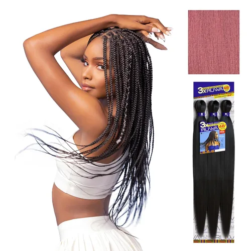 Miniatura 27 de Sensationnel Ruwa - Cabello trenzado preestirado, 3 x 48 pulgadas, repelente al agua, kanekalon, de secado rápido, sintético, sin picazón