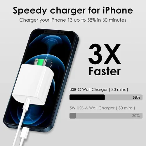 Miniatura 2 de Cargador de carga rápida para iPhone 17 de 10 pies, adaptador de bloque de carga rápida USBC de 20 W con cable USB C a USB C de 10 pies de largo