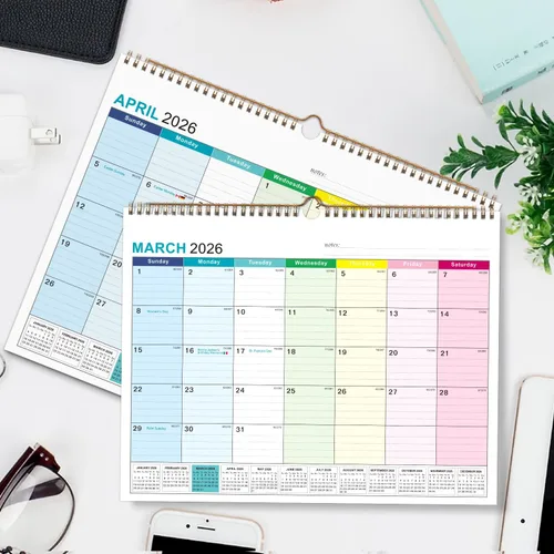 Miniatura 3 de Kyweel Calendario de pared 2026-2027, enero 2026-junio 2027, 15 x 12 pulgadas, días festivos destacados, calendario de planificación, papel grueso