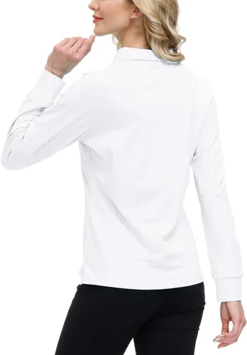 Miniatura 44 de JINSHI Polo de golf para mujer, de manga larga, con cremallera, deportiva, de secado rápido, atlética, casual, ajustada