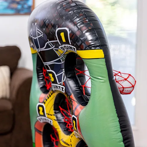 Miniatura 14 de Franklin Sports Juego Inflable de Lanzamiento de Objetivo para Niños - Juego Mini de Lanzamiento - Juego de Juguete Portátil para Interiores