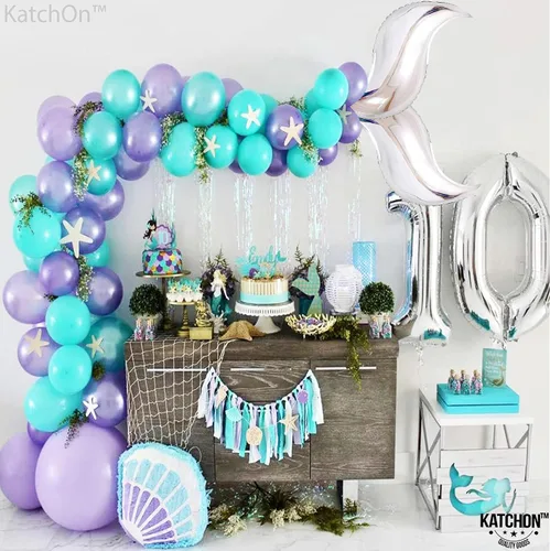 Miniatura 7 de KatchOn Globo azul con cola de sirena de 25 pulgadas, paquete de 6, globos para guirnalda de sirena, globo de aluminio para decoraciones