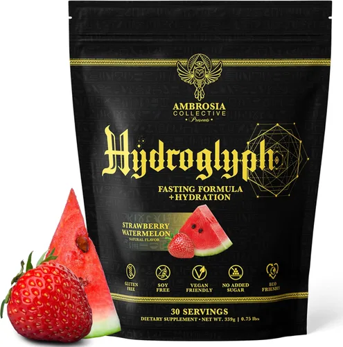 Miniatura 9 de Ambrosia Polvo de electrolitos en ayuno Aminoácidos AAA, BCAA y HMB Hidratación sin azúcar con agua de coco Vegano, sin gluten 30 porciones