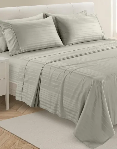 Miniatura 43 de Casa Platino Sábanas tamaño King de 500 hilos, satén suave, 100% algodón, sábanas de 6 piezas con sábana encimera, sábana bajera ajustable y fundas