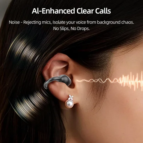 Miniatura 5 de Auriculares con clip, auriculares de oreja abierta, auriculares Bluetooth 6.0 de alta fidelidad estéreo con clip, 30 horas, pantalla LED