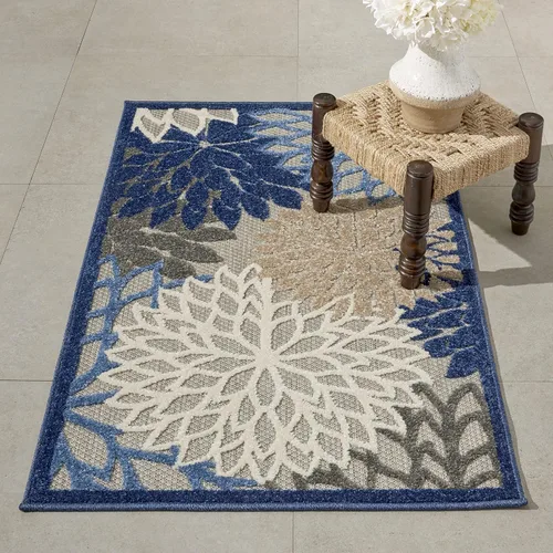 Miniatura 80 de Nourison Aloha - Tapete negro/blanco para interior o exterior, 2 pies y 3 pulgadas x 8 pies, tropical, botánico, fácil limpieza, no desprende pelo