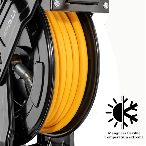 Miniatura 5 de AIRZILLA Carrete retráctil de manguera de aire de acero premium con brazo doble, manguera híbrida de polímero de 3/8"x65 pies, carrete de manguera
