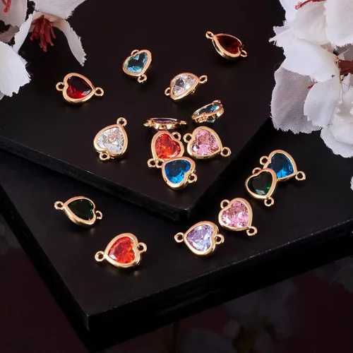 Miniatura 5 de Heart Connector Charms Faceted Crystal Love Heart Link Charms Valentines Linking Pendants with Double Loops for DIY Bracelet Necklace Jewelry Making