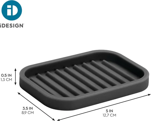 Miniatura 2 de iDesign Jabonera de silicona para jabón en barra o cepillo de fregar, ideal para cocina o baño, color negro