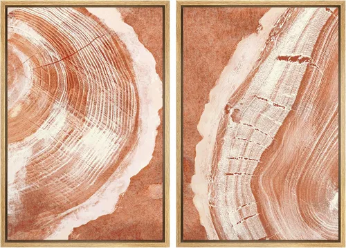 Miniatura 61 de SIGNWIN Lienzo enmarcado para pared, ilustraciones abstractas texturizadas en tonos beige terrosos, arte moderno, decorativo, contemporáneo