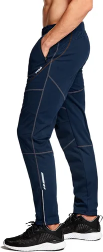 Miniatura 2 de TSLA Pantalones de ciclismo térmicos resistentes al viento para hombre, con forro polar, pantalones de ciclismo para exteriores, pantalones