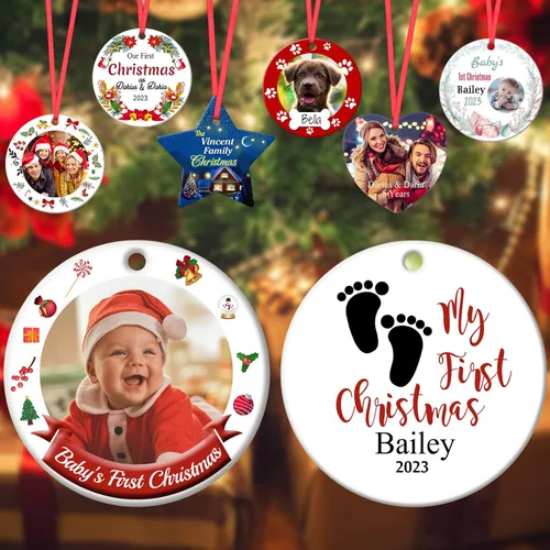 Miniatura 12 de Adornos de Navidad personalizados para la familia 2023, personaliza tus propios adornos de apellido para Navidad, decoración de árbol colgante
