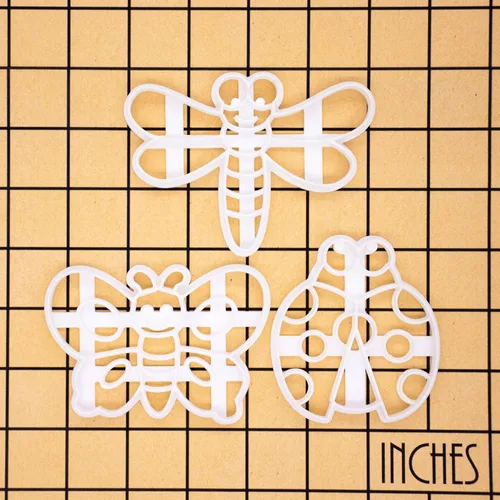Miniatura 6 de Juego de 3 cortadores de galletas de insectos (diseños: mariquita, libélula y mariposa), 3 piezas - Bakerlogy