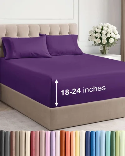 Miniatura 18 de Sábanas King divididas con bolsillos extra profundos, sábanas transpirables y refrescantes de 5 piezas, sábanas de lujo para hotel, suaves, sin 22