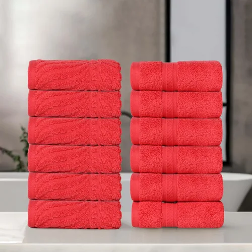 Miniatura 67 de Superior Juego de toallas surtidas de algodón Chevron de 12 piezas, cero torsión, secado rápido, artículos esenciales para el hogar, ducha, spa