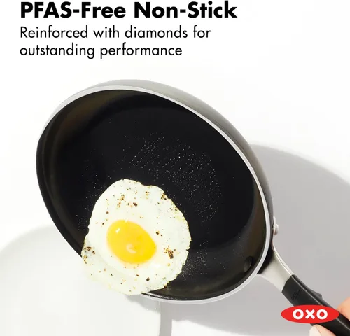 Miniatura 2 de OXO Sartén antiadherente de 8 pulgadas, mango de silicona sin BPA, apto para lavavajillas y horno, sartén de cerámica sin PFAS, color negro