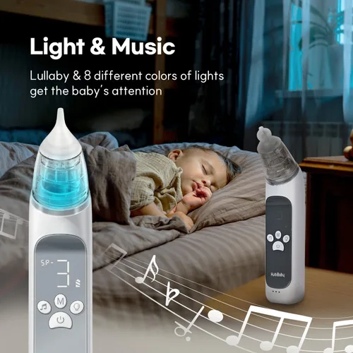 Miniatura 6 de HubiBaby - Aspirador nasal para bebé, aspirador eléctrico de nariz, aspirador de nariz, limpiador automático de nariz con 3 puntas de silicona