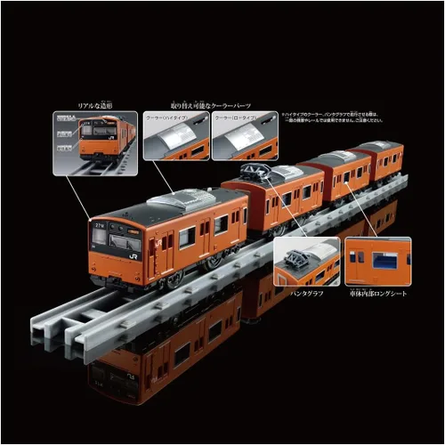 Miniatura 8 de Takara Tomy Plarail Real Class 201 Series Tren de cercanías (JR West Japan Orange)