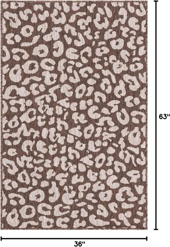 Miniatura 2 de Unique Loom Outdoor Safari Collection - Alfombra para exterior, diseño de leopardo (3 x 5 pies 3 pulgadas, Rectángulo, Marrón/Marrón claro)