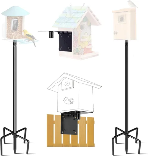 Miniatura 8 de Poste para Comedero de Pájaros para Exterior, 1 Paquete de 109 Pulgadas de Poste para Nido de Pájaros para Exterior de Alta Resistencia, Soporte