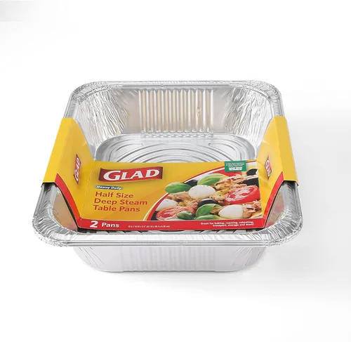 Miniatura 2 de Glad Sartenes de vapor desechables de aluminio de tamaño medio, sartenes de aluminio resistentes para vapor, hornear, asar, preparar comidas