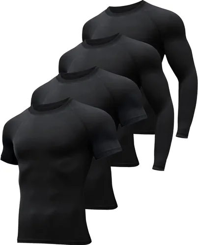 HOPLYNN Paquete de 45 camisetas de compresión de entrenamiento para hombre, manga largacorta, camiseta atlética para deportes