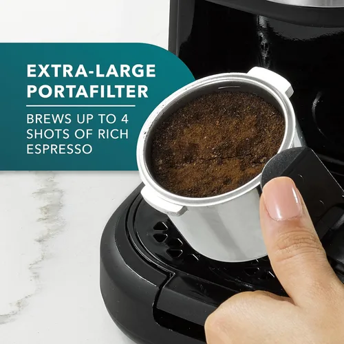 Miniatura 3 de Mr. Coffee máquina al vapor de 4 tazas para preparar café expreso, capuchino y café con leche con jarra de espuma de acero inoxidable