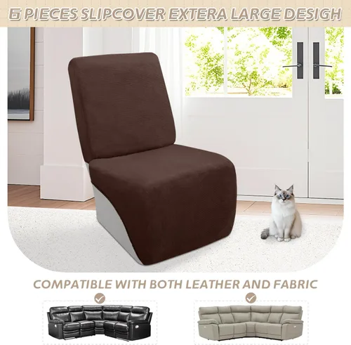 Miniatura 684 de Arfntevss Fundas de sofá seccional reclinable de terciopelo, Funda de sofá seccional de esquina para sofá reclinable, Funda elástica suave