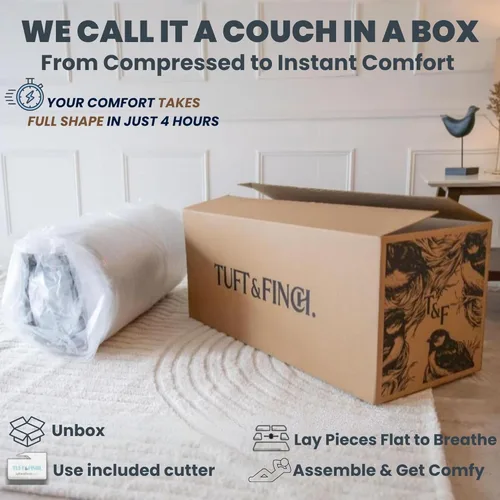 Miniatura 9 de TUFT & FINCH Sofá comprimido en forma de L de alta calidad, cama y asientos de 3 plazas, sofás seccionales convertibles para sala de estar, oficina