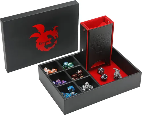 Miniatura 9 de Grajar DND - Bandeja de dados y torre de dados con almacenamiento, bandeja rodante de dados 3 en 1 con tapa, almacenamiento portátil de dados