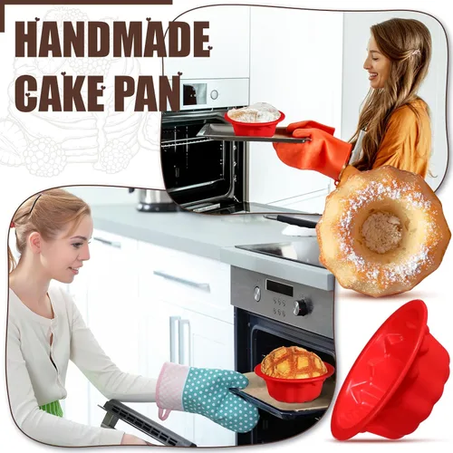 Miniatura 6 de 6 moldes de silicona para tartas de 4 pulgadas para hornear moldes pequeños de tubo estriado, aptos para horno, lavavajillas, antiadherentes