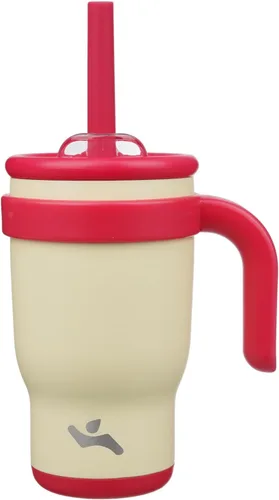 Miniatura 25 de Konokyo Vaso de 14 onzas con asa lateral, botella de agua aislada con popote y tapa 2 en 1, taza de acero inoxidable, taza de café de viaje