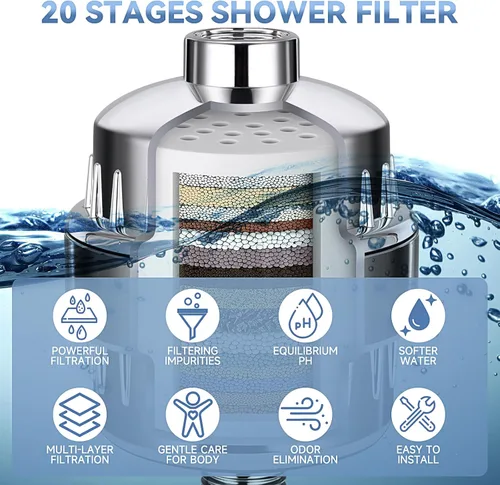 Miniatura 4 de Filtro de cabezal de ducha para agua dura, filtro de agua de ducha para cabello y piel, cabezal de filtro de ducha para agua dura, filtro de agua, 1