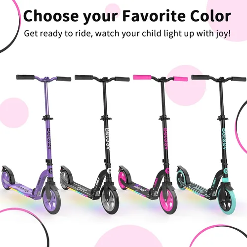 Miniatura 8 de BELEEV V8 Scooters para niños a partir de 6 años con cubierta iluminada, scooter plegable de 2 ruedas para adultos y adolescentes, 4 de altura