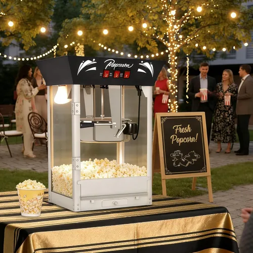 Máquina comercial de palomitas de maíz de 12 onzas: 850W Aparato para encimera con vidrio templado y plataforma de calentamiento, máquina de