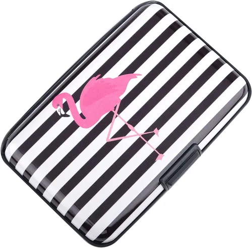 Miniatura 50 de Tarjetero de aluminio con bloqueo RFID para hombres y mujeres, elegante cartera de viaje con 7 ranuras, la mejor protección contra escaneos