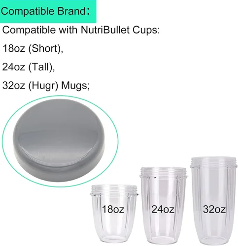 Miniatura 3 de Paquete de 2 piezas de repuesto para tapas de tazas compatibles con Nutribullet 600 w/900 W, piezas de accesorios resellables con junta