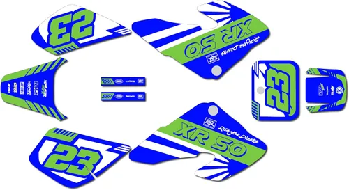 Miniatura 9 de Kit de gráficos para Honda XR50 (2000-2003) Serie FH Azul Rojo 9 Mil - Kit de calcomanías de gráficos personalizados de carreras para motos
