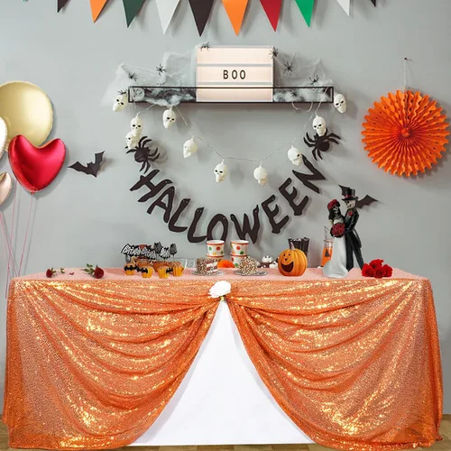 Miniatura 79 de PartyDelight Mantel de lentejuelas redondo de 50 pulgadas, color dorado claro, adorno de mesa para decoración de bodas, fiestas, cumpleaños