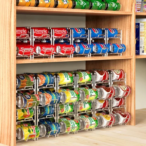 Miniatura 6 de Simple Houseware Dispensador para latas de bebida, de carga frontal, apilable, cromo, paquete de 2