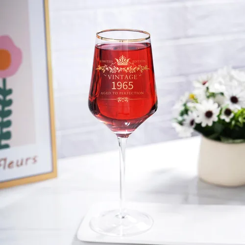 Miniatura 6 de MOMRNTAIL Regalos de copa de 1965 para cumpleaños 60, copa de vino de copa de vino de copa de 16 onzas, decoraciones de cumpleaños de 60 años