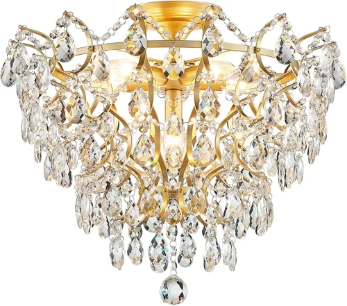 Miniatura 31 de WUZUPS Candelabro colgante de cristal con 5 luces, lámpara de techo moderna para dormitorio, pasillo, bar, cocina, baño, 20.3 pulgadas de alto
