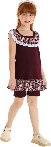Miniatura 29 de LittleSpring Conjunto de verano para niñas con camiseta sin mangas y pantalones cortos florales