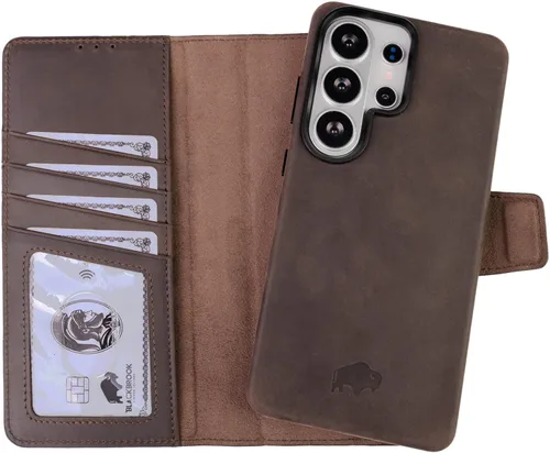 Miniatura 3 de BLACKBROOK Funda tipo cartera para Samsung S26, cuero de grano completo, juego 2 en 1 desmontable Carter, diseñado para carga MagSafe e inalámbrica
