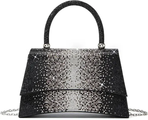 Miniatura 12 de Bolso de mano con strass para mujer, bandolera brillante y bolsos para boda, fiesta, noche, bolso cruzado