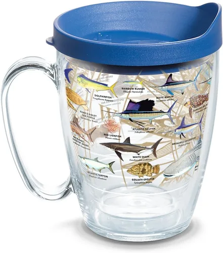Tervis Guy Harvey - Vaso aislado de doble pared hecho en Estados Unidos mantiene las bebidas frías y calientes, 16 onzas, taza, clásico