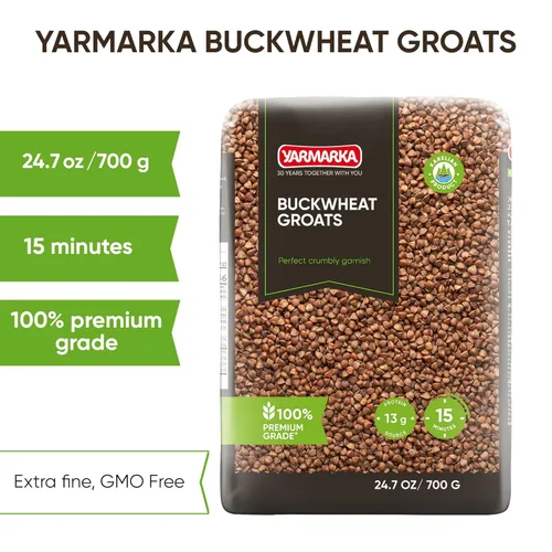 Miniatura 3 de Yarmarka Granos de trigo sarraceno tostados (Kasha) 24.7 oz (700 g) Grano entero tostado, estilo tradicional de Europa del Este, apto para dieta a