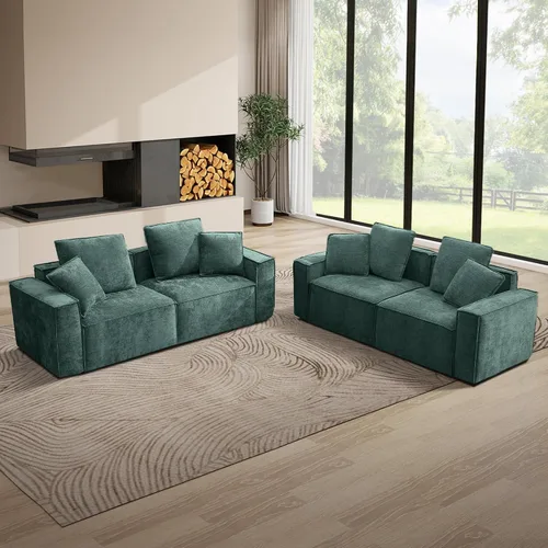 Miniatura 14 de WILLOVE Juego de sofá modular modular, sofá nube de felpilla con reposabrazos anchos y 8 almohadas, sofás de asiento profundo para sala de estar, 4