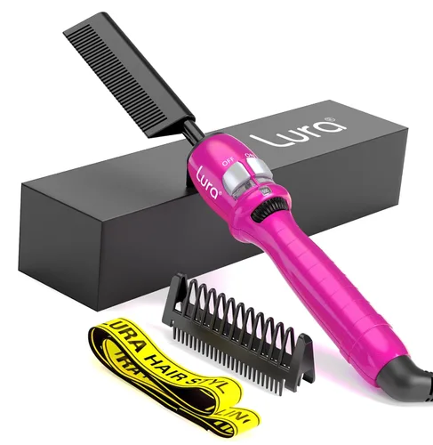 Peine caliente rosa de 200-500 °F: peine caliente eléctrico para pelucas de encaje frontal, peines de presión eléctricos para cabello negro, peine