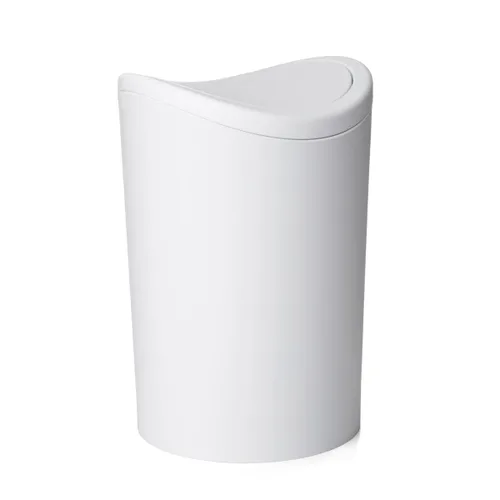 Superio Mini Cubo de Basura para Baño con Tapa, Mini Cesta de Basura Blanca Moderna con Tapa de Apertura (1 1/2 Galones, 6 Litros) Cubo de Basura de